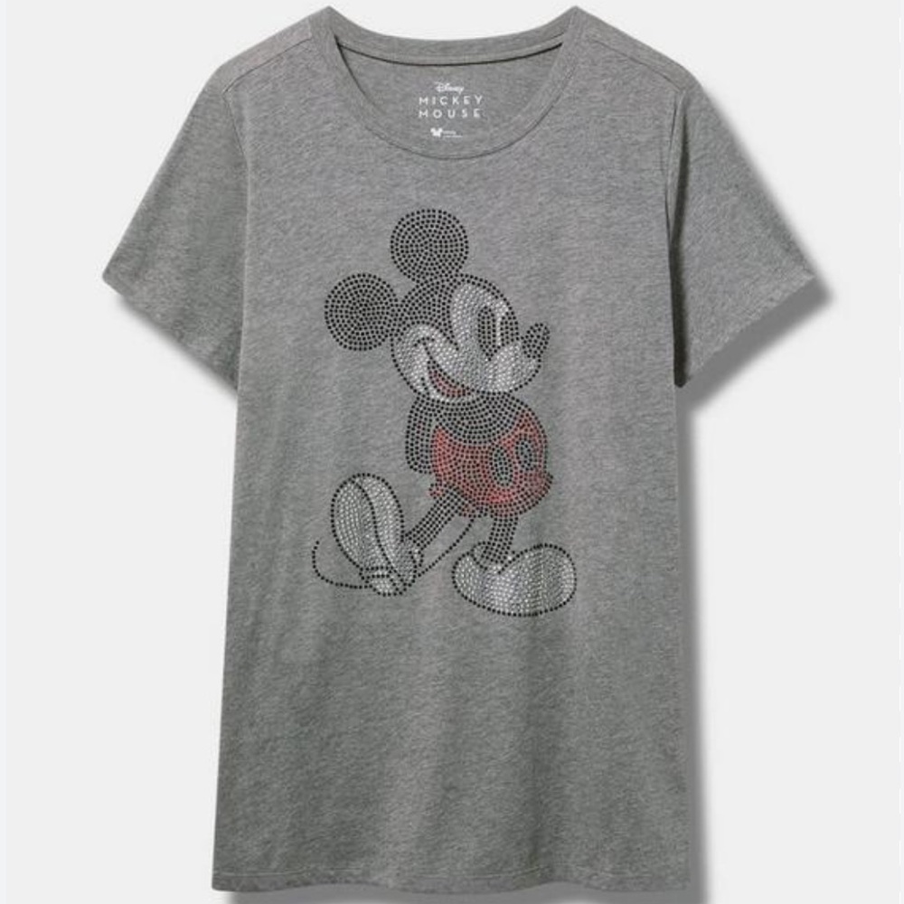 Torrid Gray Rhinestone Mickey Mouse Short Sleeve Tee